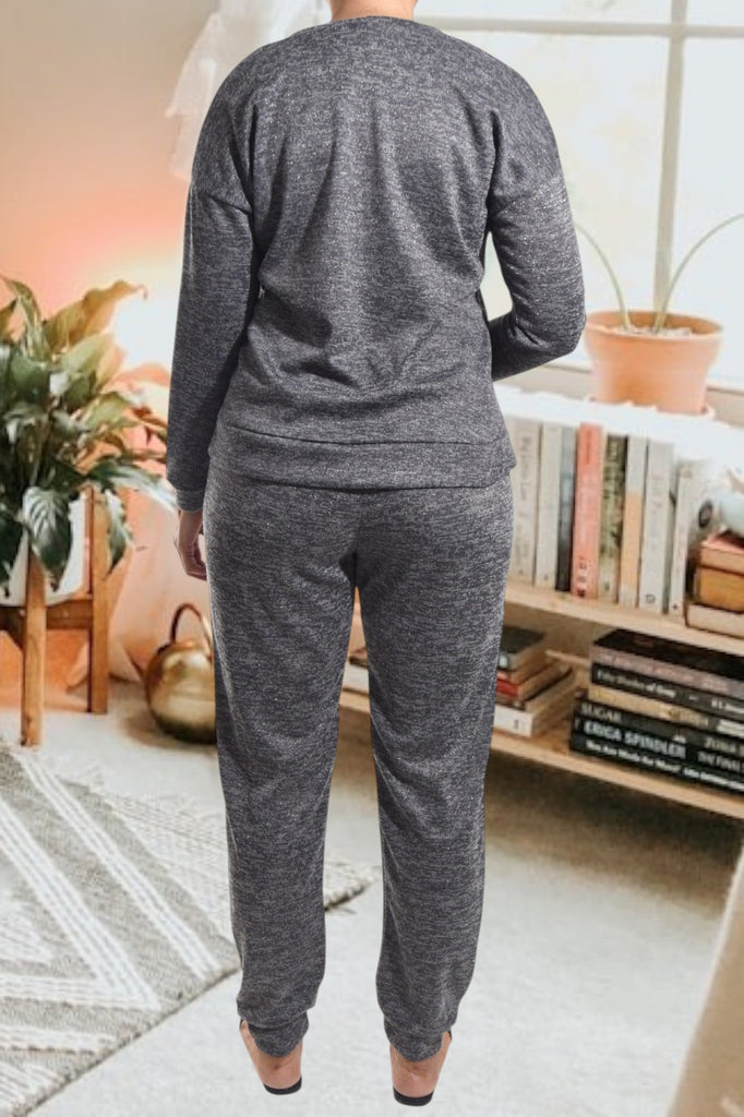 Ladies Grey Love Printed Two Piece Set - StylePhase SA
