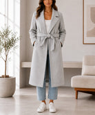 Ladies Grey Melton Tie Front Coat - StylePhase SA