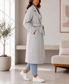 Ladies Grey Melton Tie Front Coat - StylePhase SA