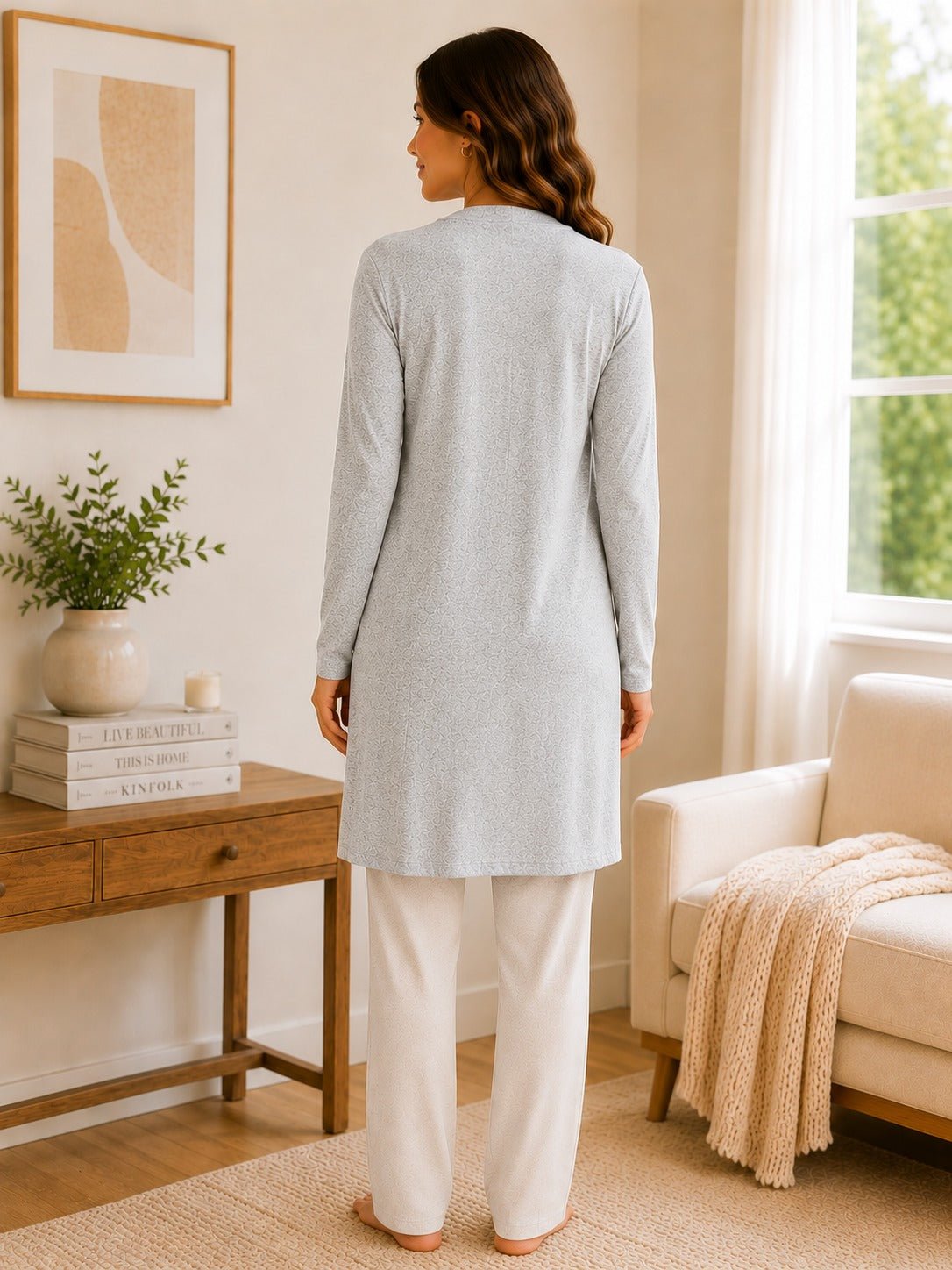 Ladies Grey Open-Front Longline Cardigan - StylePhase SA