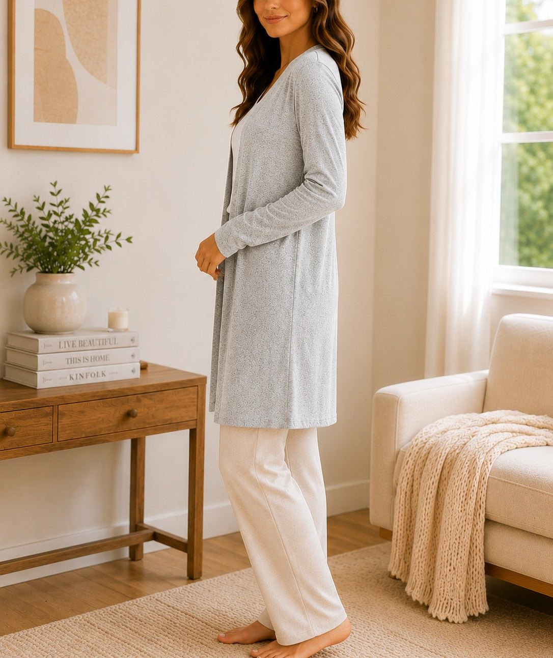 Ladies Grey Open-Front Longline Cardigan - StylePhase SA