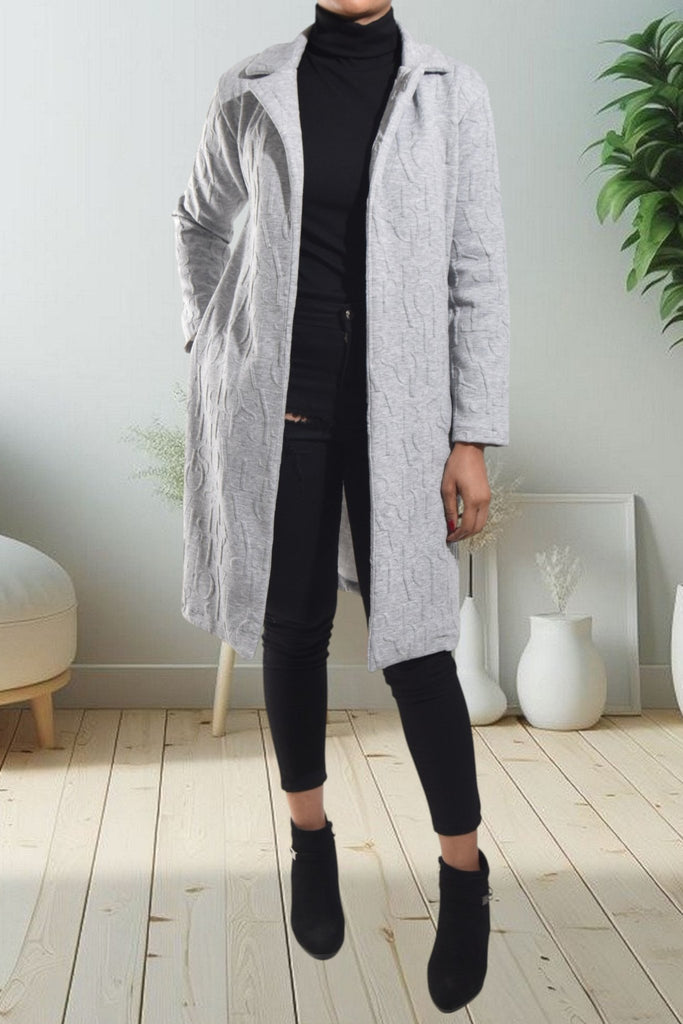 Ladies Grey Pattern Open Coat - StylePhase SA