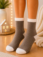 Ladies Grey Patterned Thermal Slipper Socks - StylePhase SA