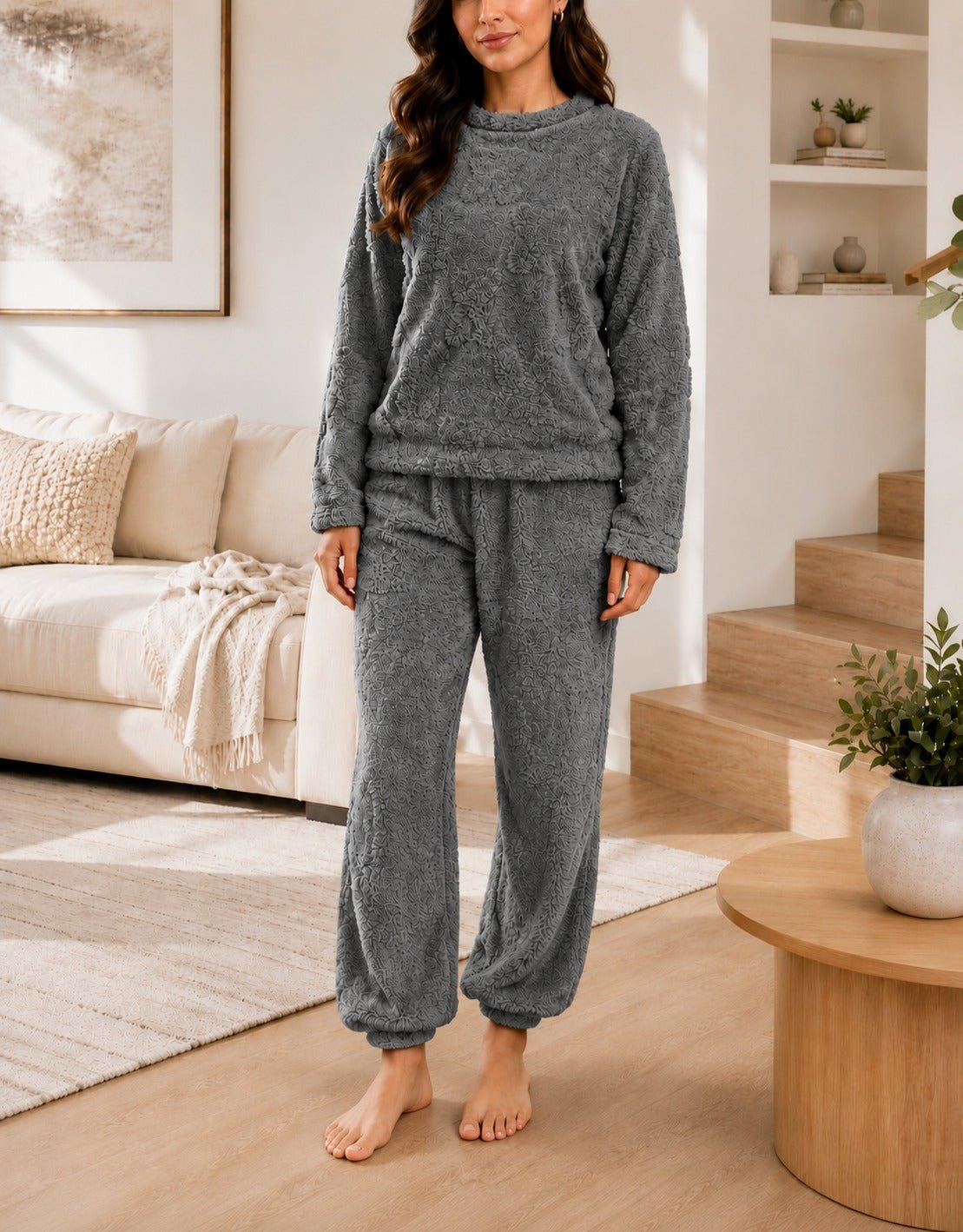 Ladies Grey Plush Pj Set - StylePhase SA