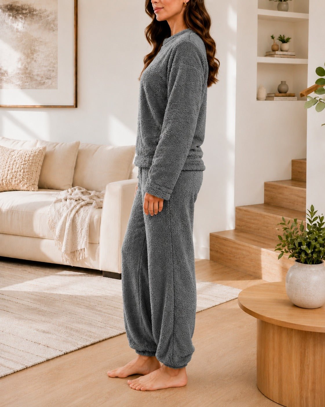 Ladies Grey Plush Pj Set - StylePhase SA