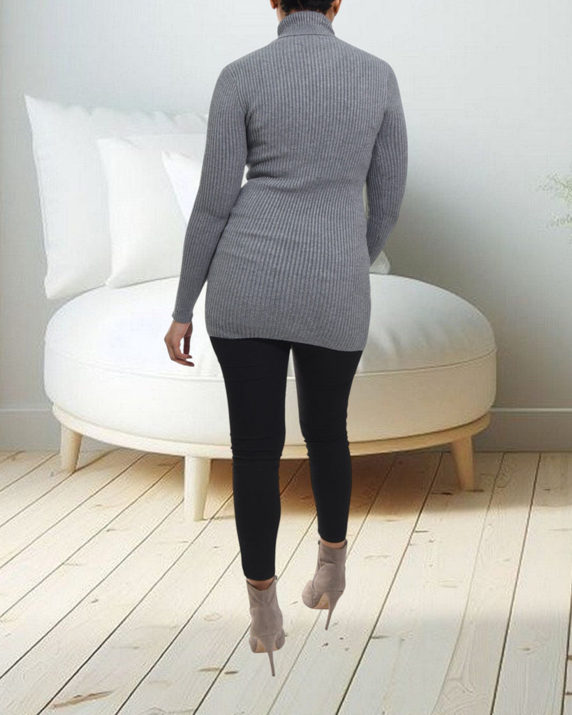 Ladies Grey Polo Neck Dress Top - StylePhase SA
