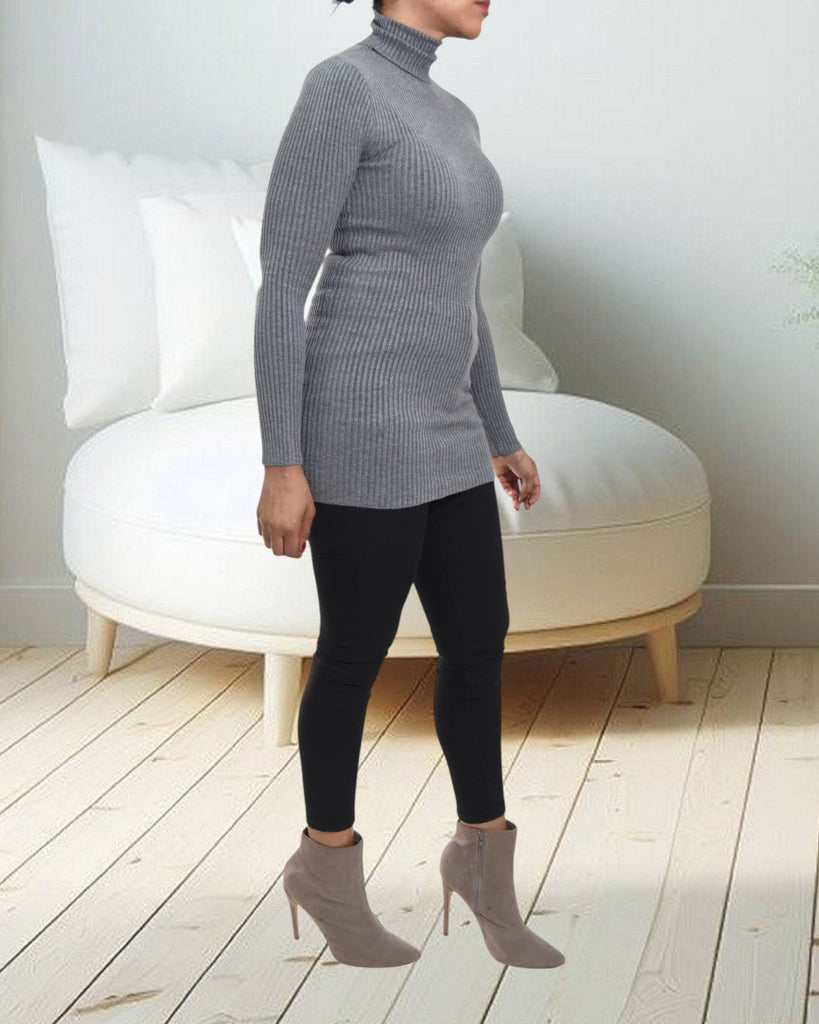 Ladies Grey Polo Neck Dress Top - StylePhase SA