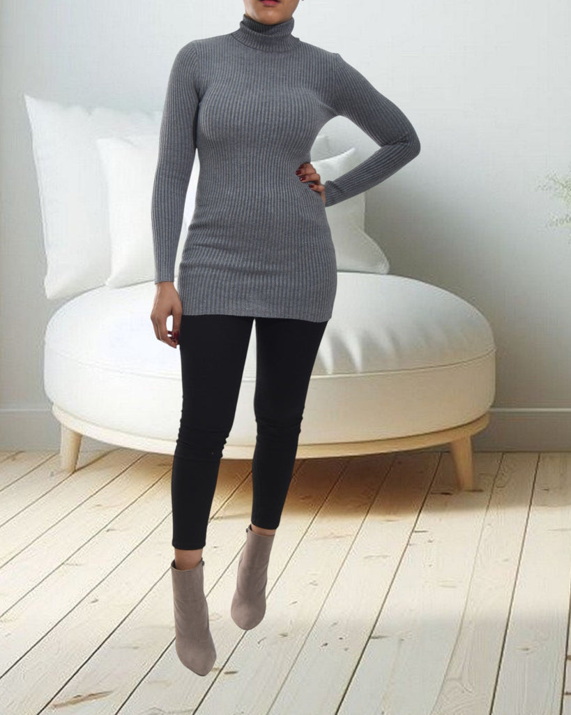 Ladies Grey Polo Neck Dress Top - StylePhase SA