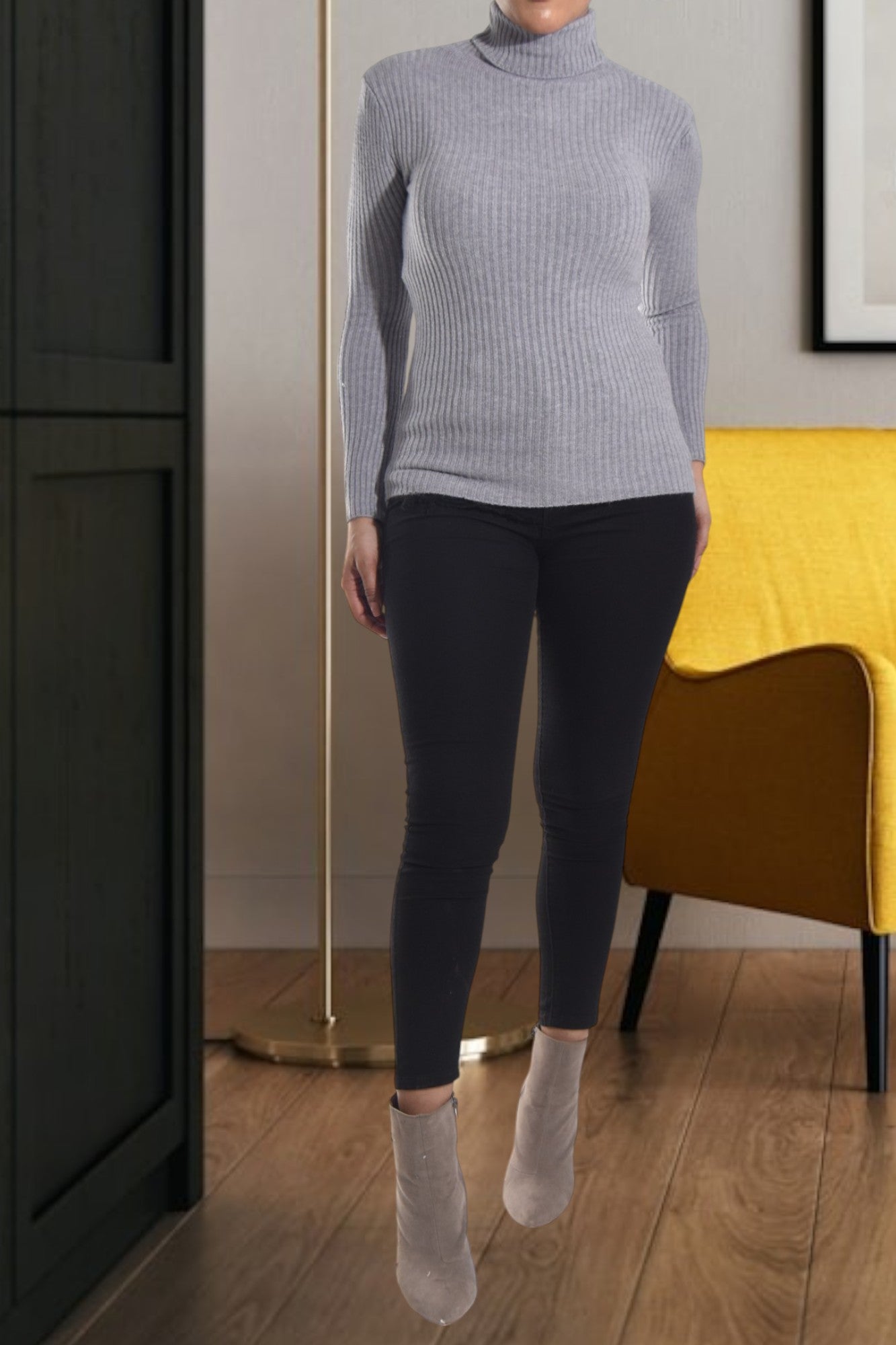 Ladies Grey Polo Neck Jersey - StylePhase SA