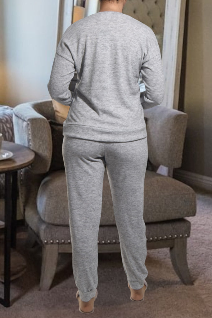 Ladies Grey Printed Pyjama Set - Heart - StylePhase SA