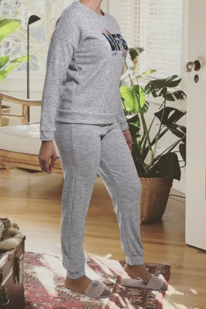 Ladies Grey Printed Pyjama Set - Life - StylePhase SA