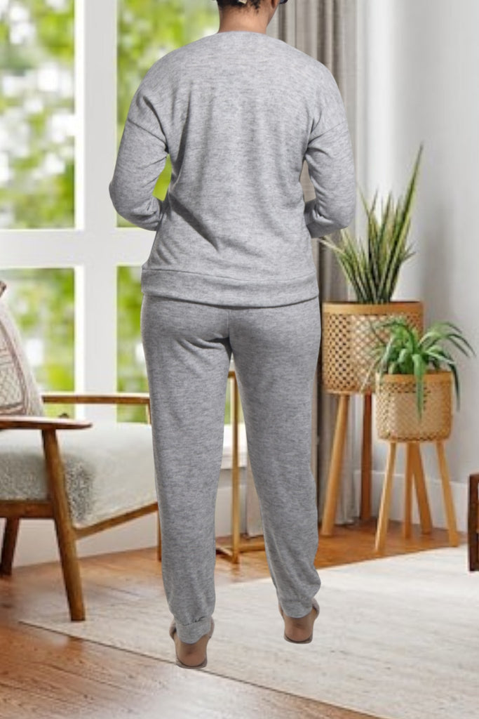 Ladies Grey Printed Pyjama Set - Whatever - StylePhase SA