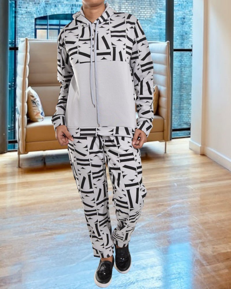 Ladies Grey Printed Tracksuit - StylePhase SA