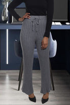Ladies Grey Rib High Waist Pants - StylePhase SA