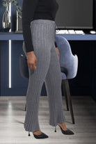 Ladies Grey Rib High Waist Pants - StylePhase SA