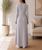 Ladies Grey Ribbed Knit Maxi Dress - StylePhase SA