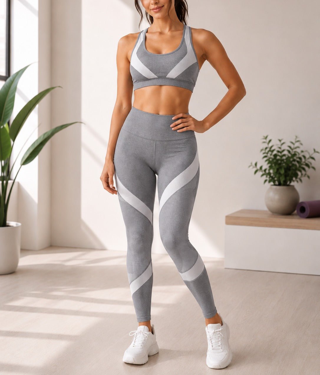 Ladies Grey Strappy Activewear Set - StylePhase SA