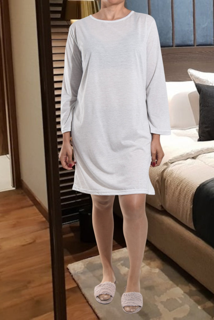 Ladies Grey Stripe Sleep Shirt - StylePhase SA
