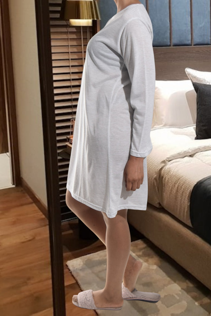 Ladies Grey Stripe Sleep Shirt - StylePhase SA