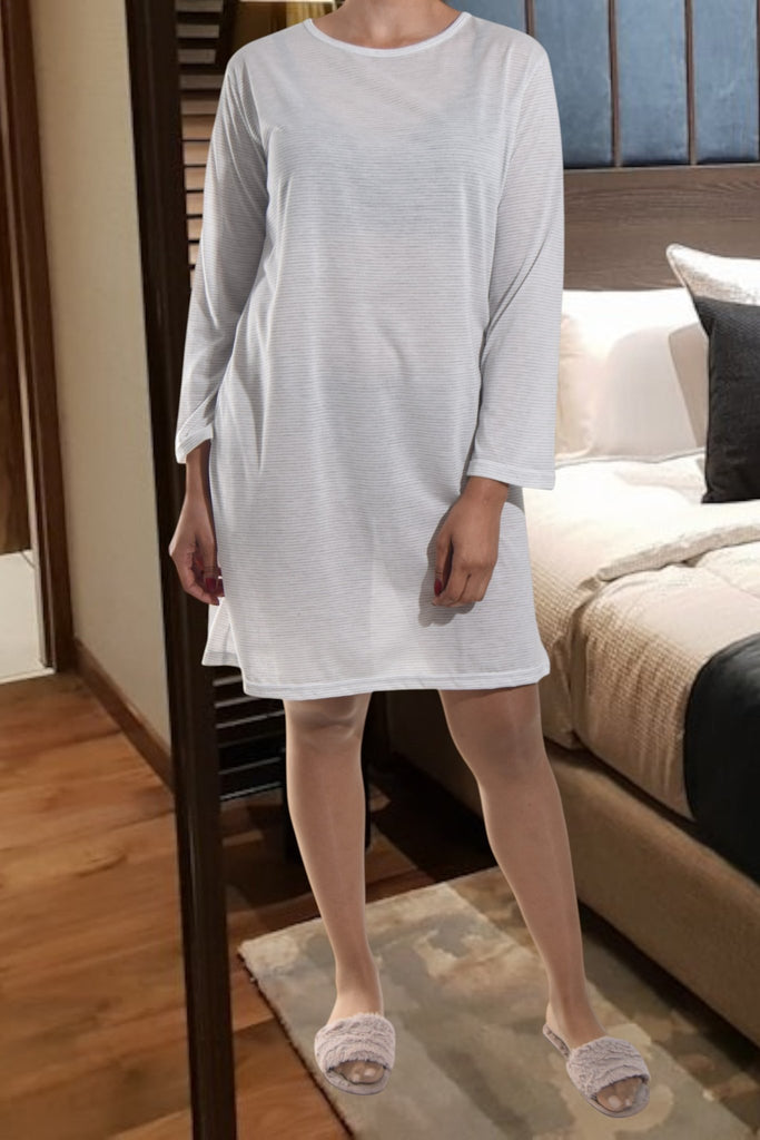 Ladies Grey Stripe Sleep Shirt - StylePhase SA