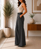Ladies Grey Wide Leg Pocket Pants - StylePhase SA