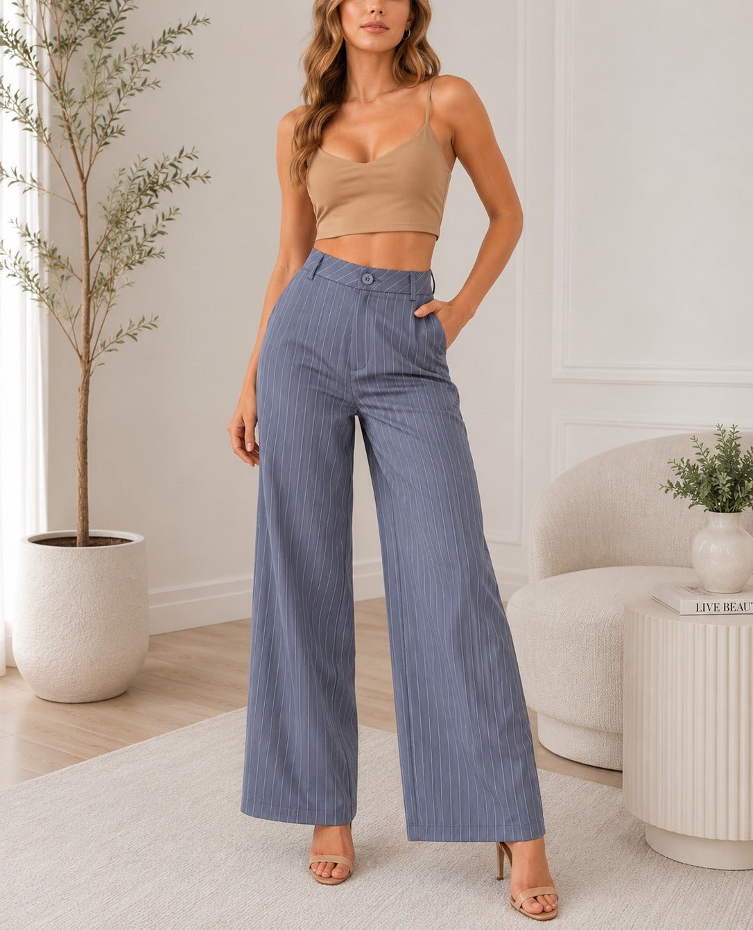 Ladies Grey Wide Leg pocket pants - StylePhase SA