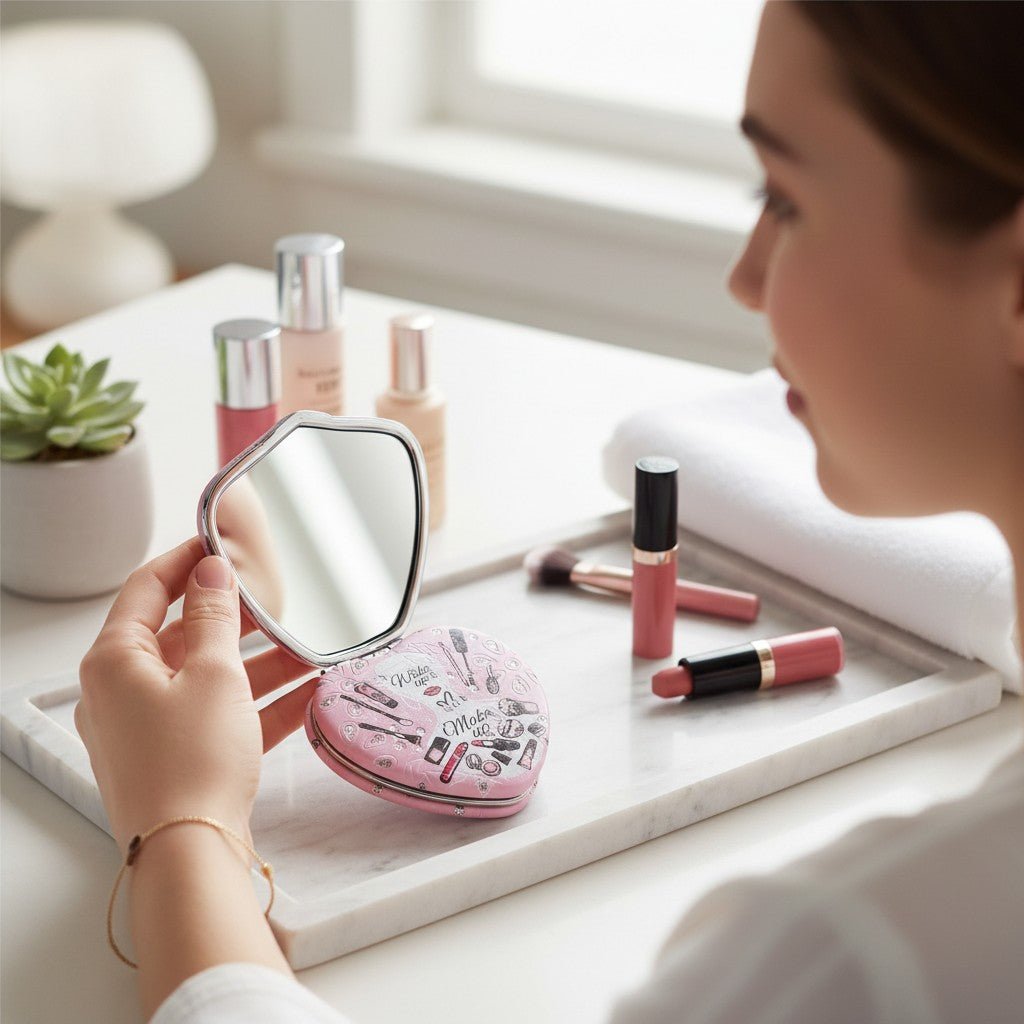Ladies Heart Embossed Two Side Mirror - StylePhase SA