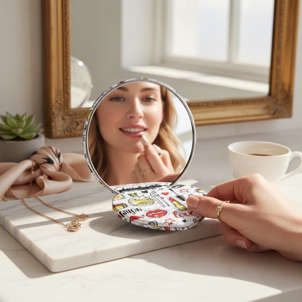Ladies Heart Embossed Two Side Mirror - StylePhase SA