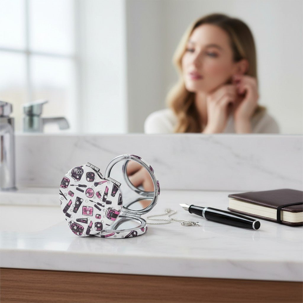 Ladies Heart Embossed Two Side Mirror - StylePhase SA