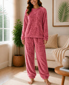 Ladies Heart plush PJ Set - Maroon - StylePhase SA