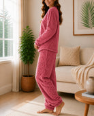 Ladies Heart plush PJ Set - Maroon - StylePhase SA
