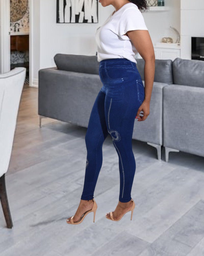 Ladies High Waist Navy Cut Out Leggings - StylePhase SA