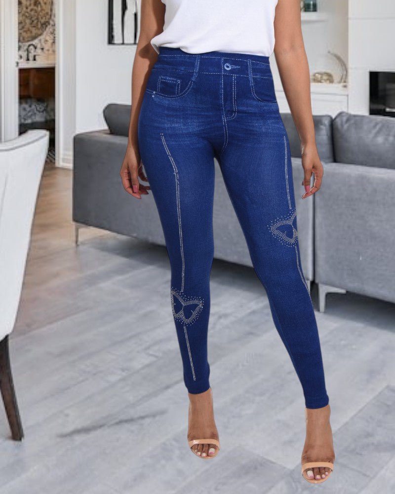 Ladies High Waist Navy Cut Out Leggings - StylePhase SA