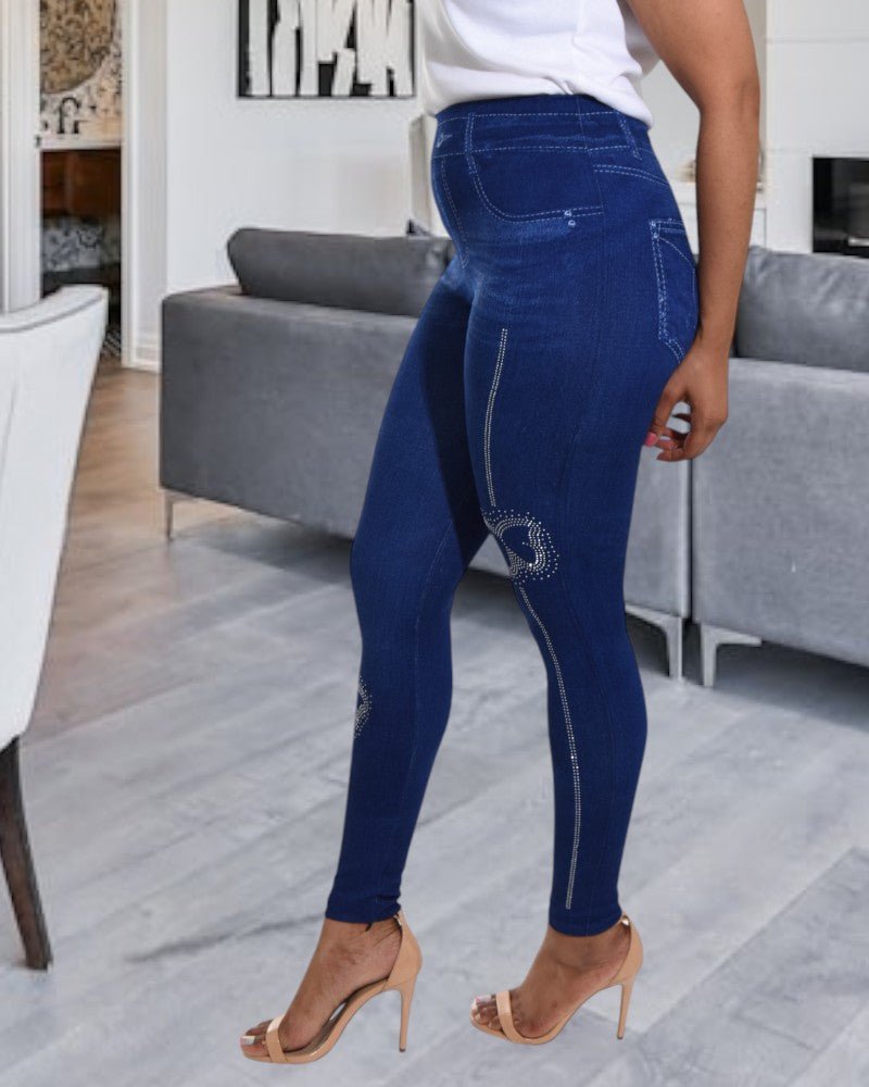 Ladies High Waist Navy Cut Out Leggings - StylePhase SA