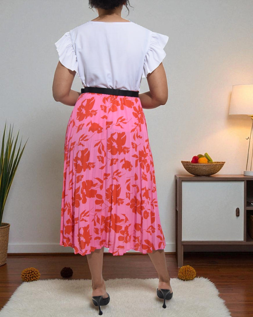 Ladies High Waist Pink Floral Skirt - StylePhase SA
