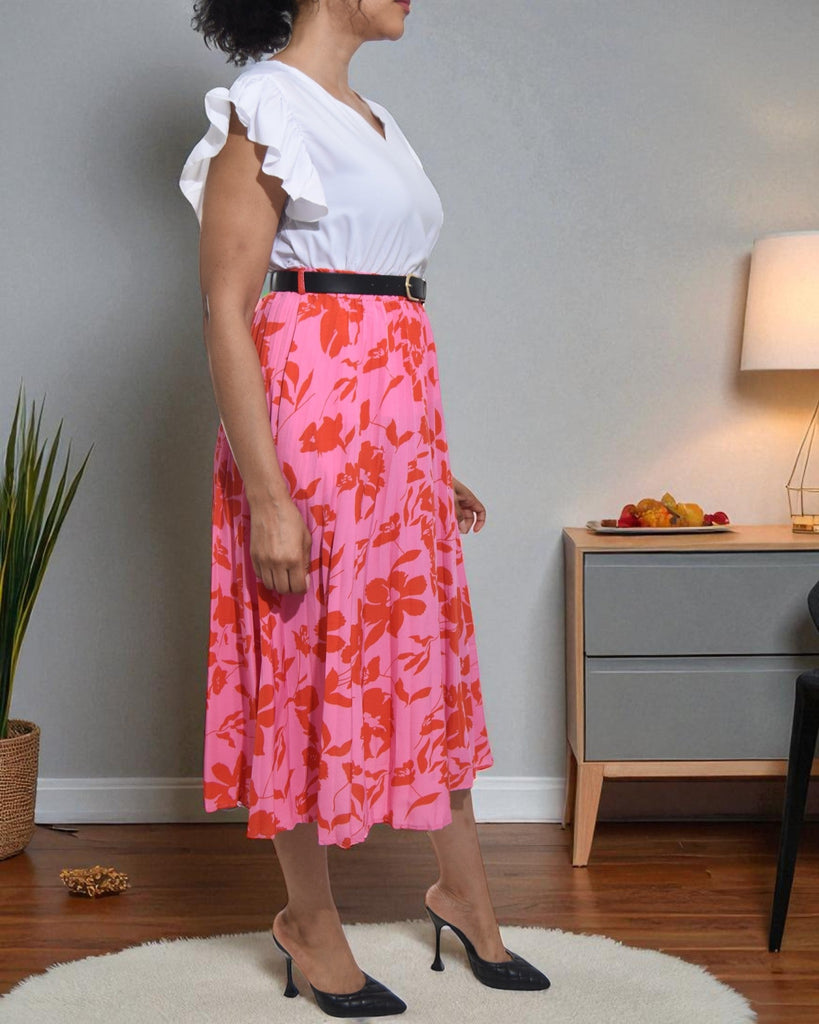 Ladies High Waist Pink Floral Skirt - StylePhase SA