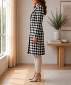 Ladies Houndstooth 3 Button Melton Coat - StylePhase SA