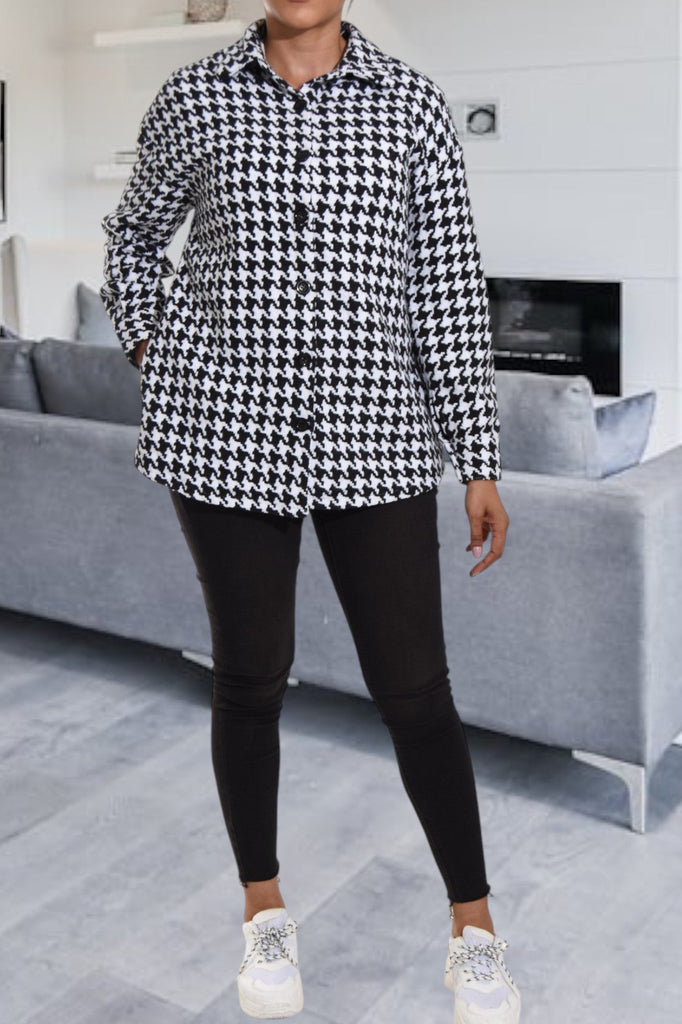 Ladies Houndstooth Pattern Blazer - StylePhase SA