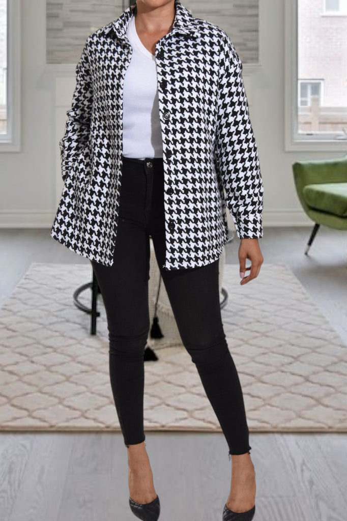 Ladies Houndstooth Pattern Blazer - StylePhase SA