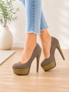 Ladies Khaki Diamante Heel - StylePhase SA