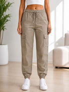 Ladies Khaki Jogger Cargo Pants - StylePhase SA