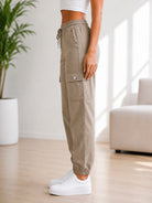 Ladies Khaki Jogger Cargo Pants - StylePhase SA