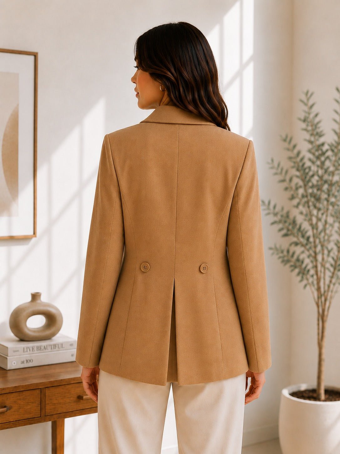 Ladies Khaki Short Melton Coat - StylePhase SA