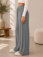 Ladies Khaki Wide Leg Drawstring Knit Pants - StylePhase SA