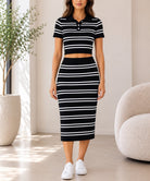 Ladies Knit Black And White Co-ord Set - StylePhase SA