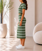 Ladies Knit Green And White Co-Ord Set - StylePhase SA