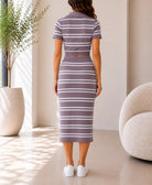Ladies Knit Mauve And White Co-Ord Set - StylePhase SA