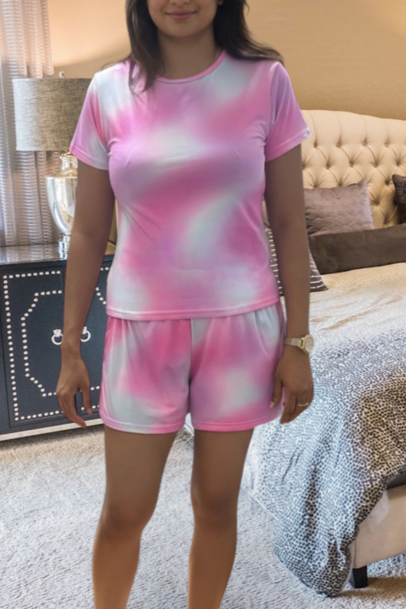Ladies Knit Pj Set - Pink Multi Color - StylePhase SA