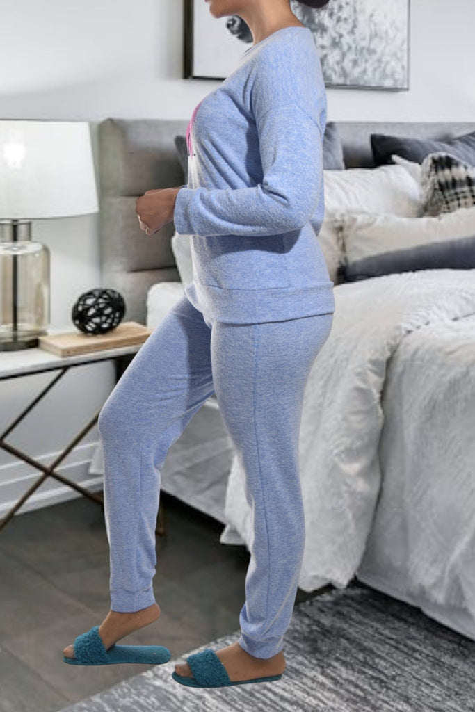Ladies Knit Printed Pyjama Set - All You Need Is Love - StylePhase SA