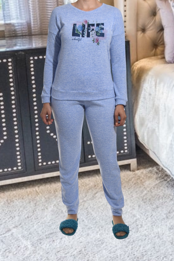 Ladies Knit Printed Pyjama Set - Life - StylePhase SA